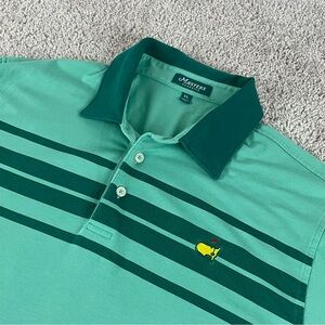 Masters Classics Golf Polo Shirt Men's XL Light Green Striped Pima Augusta F463